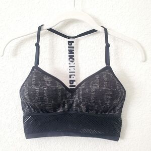 Victoria's Secret PINK Spellout Logo T-back Mesh Band Wireless Bra S Comfortable